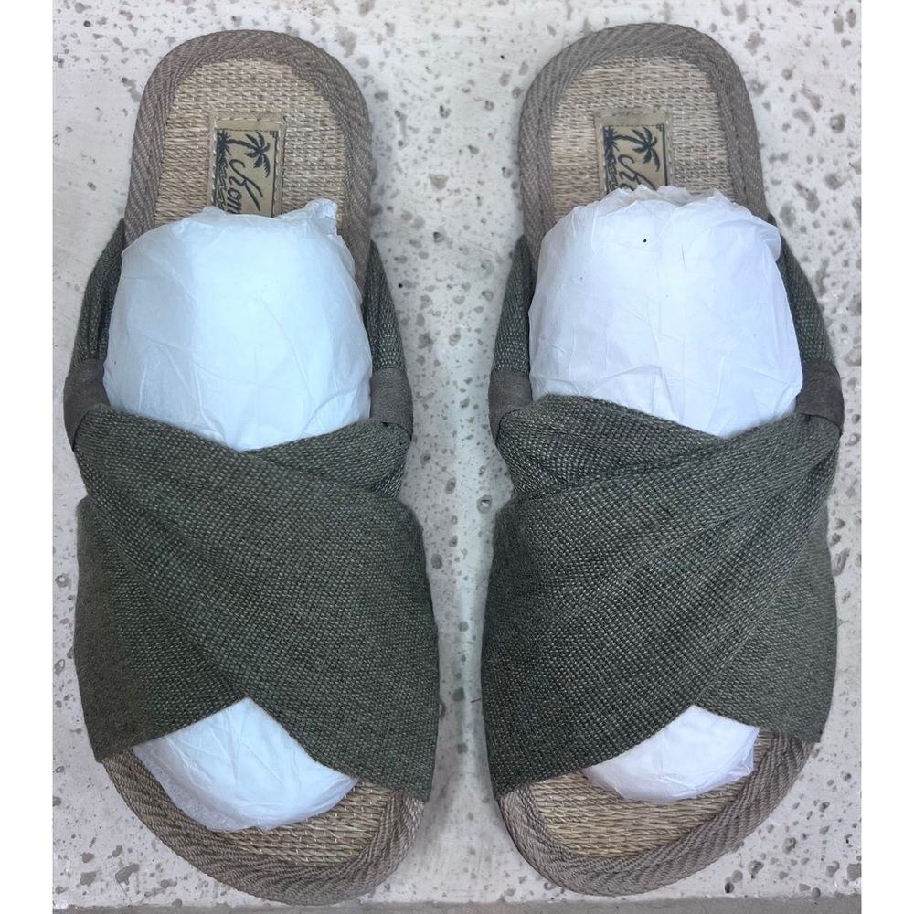 Komodo Bali Helena Green Sandal Organic Cotton & Recycled PU Footbed Size 4